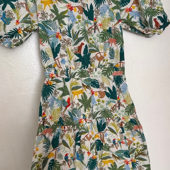 MELLODAY Green and White Tropical Midi Dress - Picture 5 of 11